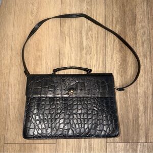 Jackson Vintage Faux Alligator Black Briefcase Messenger Laptop Bag